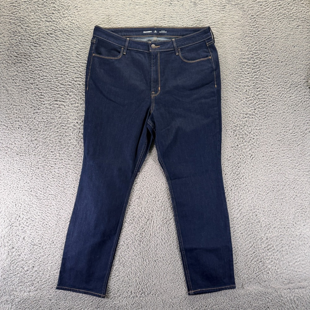 Old Navy Wow Jeans Womens 16 Blue Cotton Denim Straight Leg Workwear Stretch